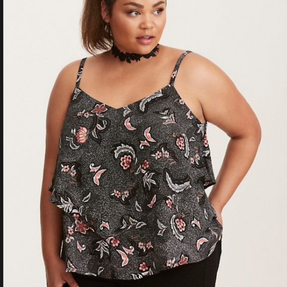 torrid Tops - Torrid  Floral Print Layered Crisscross Cami